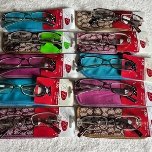10pcs foster grant Colorful Reading Glasses Set with pouch case +1.00 #006